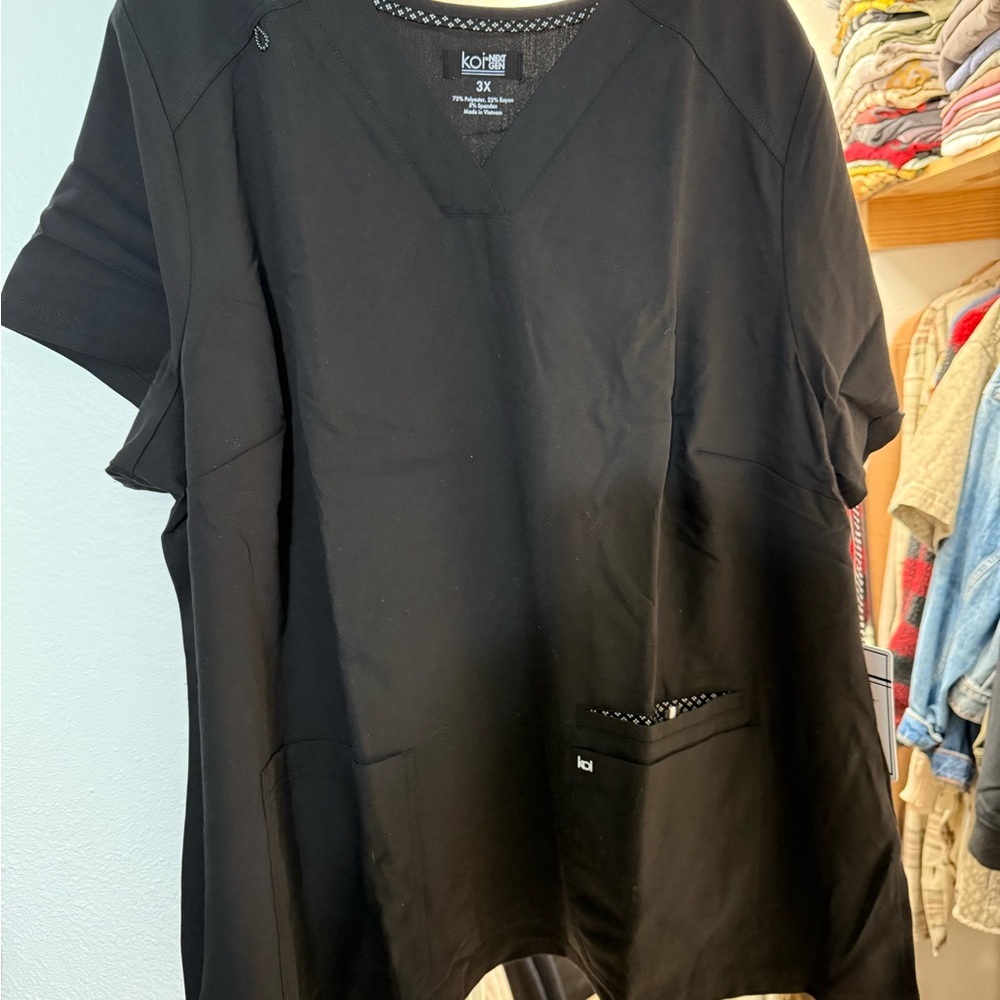 Koi Black Scrub Top